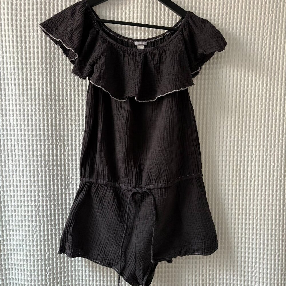 Eberjey women's small upcycled gauzy cotton romper vacay casual summer relaxing